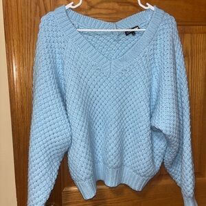 Fashion Nova Sky Blue V-Neck Sweater